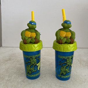Two Leonardo Teenage Mutant Ninja Turtles Kids Cup Topper TMNT